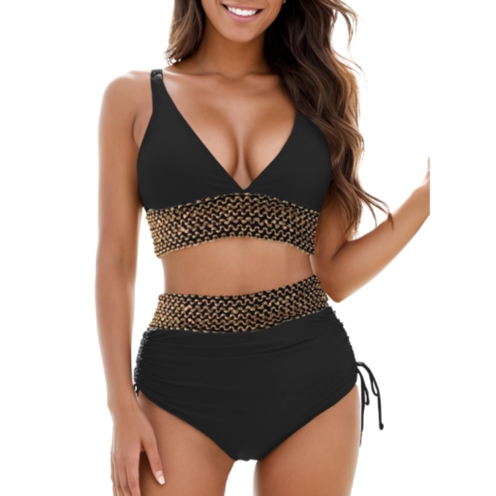 Zuvebamyo Women's High Waisted Bikini Sets Two Piece Tummy Control Swimsuit